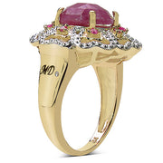 Bids.com 14K Yellow Gold Plated 5.56 Carat Genuine Pink Sapphire, Ruby & White Diamond .925 Sterling Silver Ring Rings White Smoke size 8.00,size 6.00,size 7.00,size 9.00