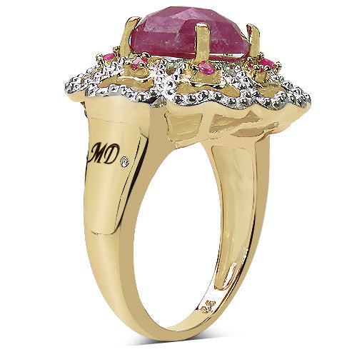 Bids.com 14K Yellow Gold Plated 5.56 Carat Genuine Pink Sapphire, Ruby & White Diamond .925 Sterling Silver Ring Rings White Smoke size 8.00,size 6.00,size 7.00,size 9.00