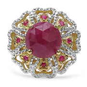 Bids.com 14K Yellow Gold Plated 5.56 Carat Genuine Pink Sapphire, Ruby & White Diamond .925 Sterling Silver Ring Rings White Smoke size 8.00,size 6.00,size 7.00,size 9.00