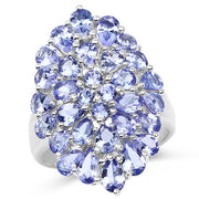 Bids.com 4.62 Carat Genuine Tanzanite .925 Sterling Silver Ring Rings White Smoke size 7.00,size 6.00,size 8.00,size 9.00