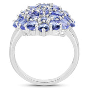 Bids.com 4.62 Carat Genuine Tanzanite .925 Sterling Silver Ring Rings White Smoke size 7.00,size 6.00,size 8.00,size 9.00