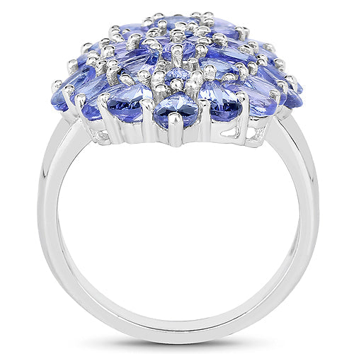 Bids.com 4.62 Carat Genuine Tanzanite .925 Sterling Silver Ring Rings White Smoke size 7.00,size 6.00,size 8.00,size 9.00
