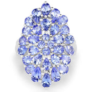 Bids.com 4.62 Carat Genuine Tanzanite .925 Sterling Silver Ring Rings White Smoke size 7.00,size 6.00,size 8.00,size 9.00