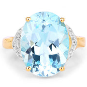 Bids.com 14K Yellow Gold Plated 11.32 Carat Genuine Blue Topaz and White Topaz .925 Sterling Silver Ring Rings White Smoke size 7.00,size 8.00,size 6.00,size 9.00