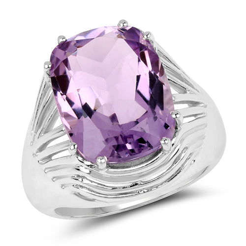 Bids.com 10.02 Carat Genuine Amethyst .925 Sterling Silver Ring Rings White Smoke size 6.00,size 7.00,size 8.00,size 9.00,size 5.00