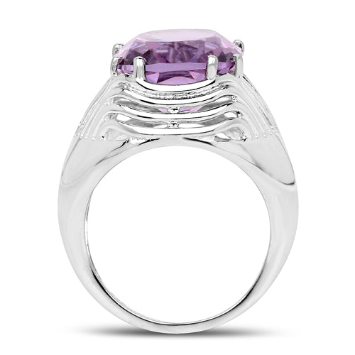 Bids.com 10.02 Carat Genuine Amethyst .925 Sterling Silver Ring Rings White Smoke size 6.00,size 7.00,size 8.00,size 9.00,size 5.00