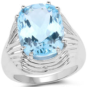 Bids.com 12.10 Carat Genuine Blue Topaz .925 Sterling Silver Ring Rings White Smoke size 6.00,size 7.00,size 8.00,size 9.00