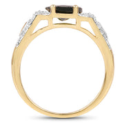 Bids.com 18K Yellow Gold Plated 2.79 Carat Genuine Chrome Diopside & White Topaz .925 Sterling Silver Ring Rings White Smoke size 5.00,size 6.00,size 7.00,size 8.00,size 9.00,size 10.00
