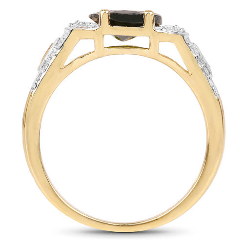 Bids.com 18K Yellow Gold Plated 2.79 Carat Genuine Chrome Diopside & White Topaz .925 Sterling Silver Ring Rings White Smoke size 5.00,size 6.00,size 7.00,size 8.00,size 9.00,size 10.00