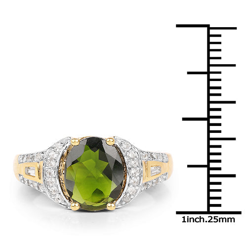 Bids.com 18K Yellow Gold Plated 2.79 Carat Genuine Chrome Diopside & White Topaz .925 Sterling Silver Ring Rings White Smoke size 5.00,size 6.00,size 7.00,size 8.00,size 9.00,size 10.00