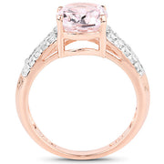 Bids.com 14K Rose Gold Plated 3.27 Carat Genuine Kunzite Oval and White Zircon .925 Sterling Silver Ring Ring Rings White Smoke size 6.00,size 7.00,size 8.00,size 5.00,size 9.00