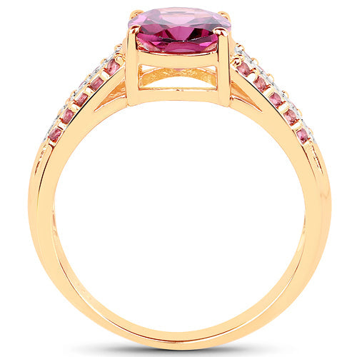 Bids.com 14K Yellow Gold Plated 3.32 Carat Genuine Rhodolite and White Topaz .925 Sterling Silver Ring Rings White Smoke size 9.00,size 6.00,size 7.00,size 8.00