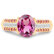 Bids.com 14K Yellow Gold Plated 3.32 Carat Genuine Rhodolite and White Topaz .925 Sterling Silver Ring Rings White Smoke size 9.00,size 6.00,size 7.00,size 8.00