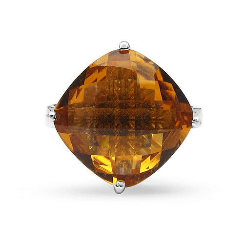 Bids.com 9.05 Carat Genuine Citrine .925 Sterling Silver Ring Rings White Smoke size 6.00,size 7.00,size 8.00,size 9.00