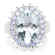Bids.com 5.30 Carat Genuine Aquamarine, Tanzanite & White Topaz .925 Sterling Silver Ring Rings White Smoke size 6.00,size 7.00,size 8.00,size 9.00,size 5.00
