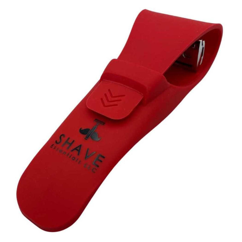 Shave Essentials Razor Holster – Silicone Protective Sleeve for All Shave Essentials Razors Travel Case White Smoke RED