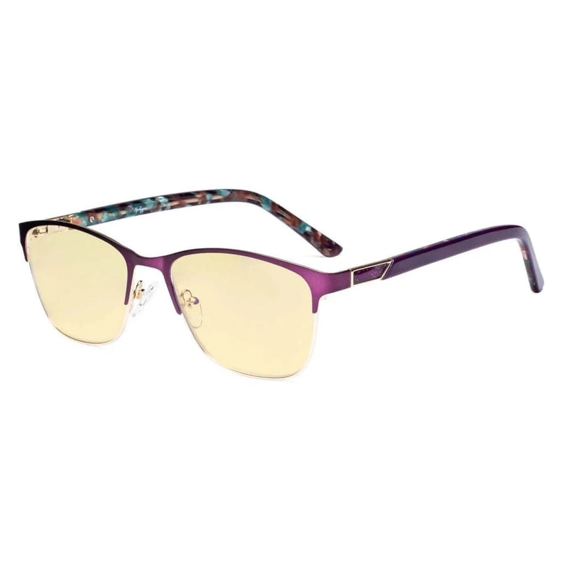 eyekeeper.com Rectangle Blue Light Blocking Eyeglasses LX19015-BB60 Eyeglasses White Smoke Purple / without magnification