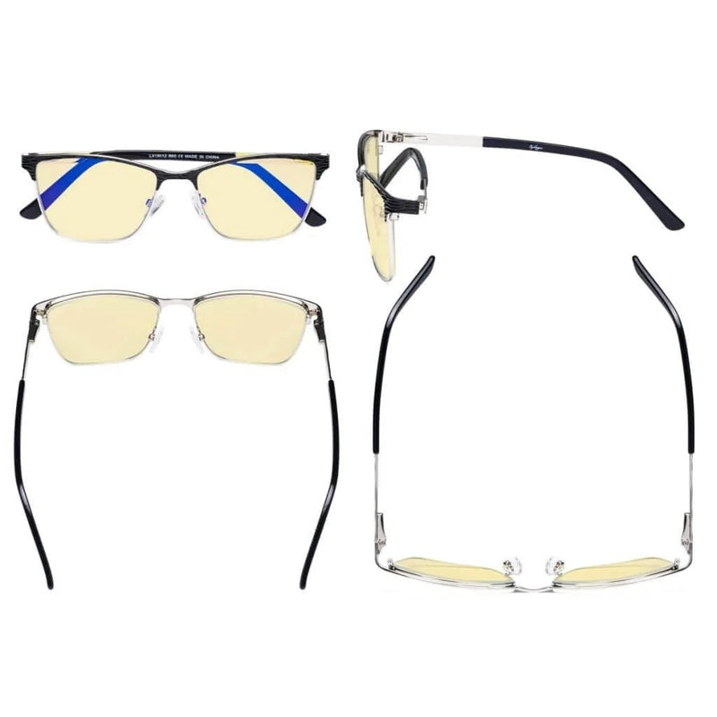 eyekeeper.com Rectangle Blue Light Blocking Eyeglasss LX19012-BB60 Eyeglasses White Smoke Black / without magnification,Purple / without magnification,Red / without magnification