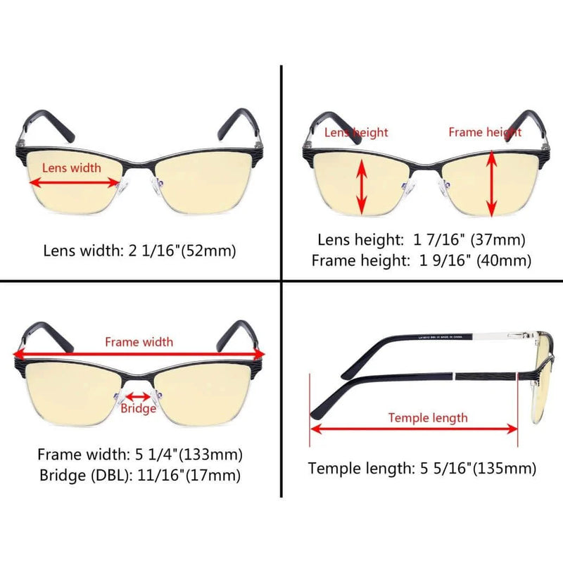 eyekeeper.com Rectangle Blue Light Blocking Eyeglasss LX19012-BB60 Eyeglasses White Smoke Black / without magnification,Purple / without magnification,Red / without magnification
