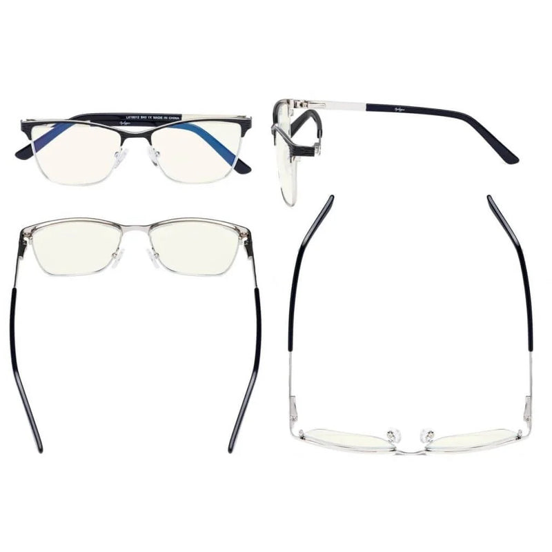 eyekeeper.com Rectangle Blue Light Filter Eyeglasss LX19012-BB40 Eyeglasses White Smoke Black / without magnification,Purple / without magnification,Red / without magnification