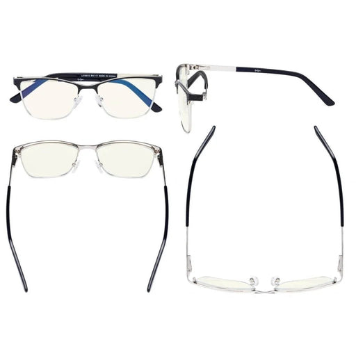 eyekeeper.com Rectangle Blue Light Filter Eyeglasss LX19012-BB40 Eyeglasses White Smoke Black / without magnification,Purple / without magnification,Red / without magnification