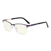 eyekeeper.com Rectangle Blue Light Filter Eyeglasss LX19012-BB40 Eyeglasses White Smoke Purple / without magnification
