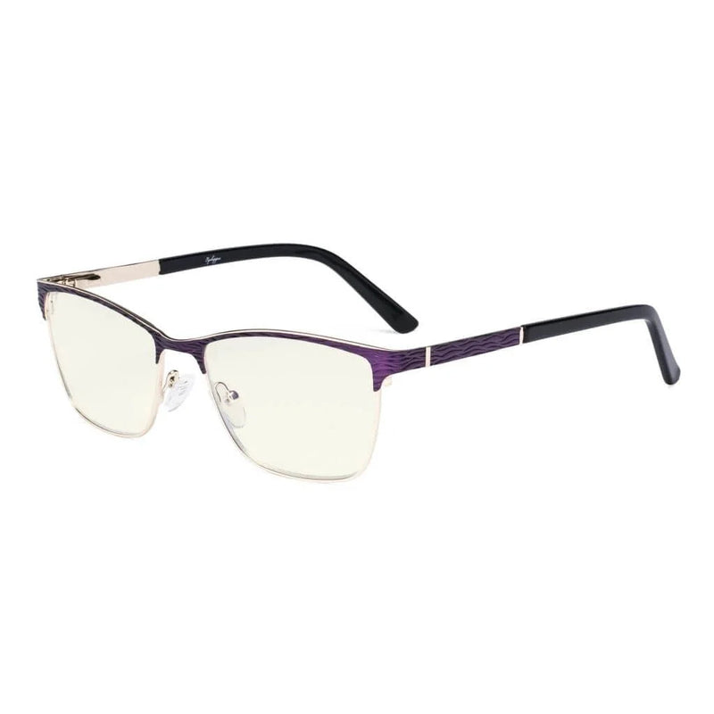 eyekeeper.com Rectangle Blue Light Filter Eyeglasss LX19012-BB40 Eyeglasses White Smoke Purple / without magnification