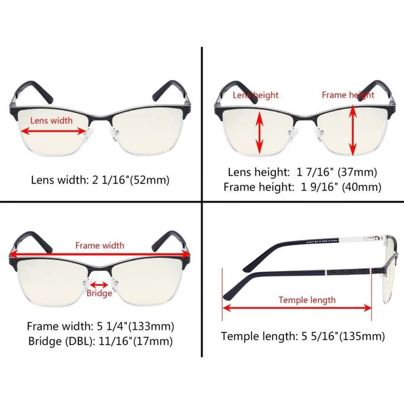 eyekeeper.com Rectangle Blue Light Filter Eyeglasss LX19012-BB40 Eyeglasses White Smoke Black / without magnification,Purple / without magnification,Red / without magnification