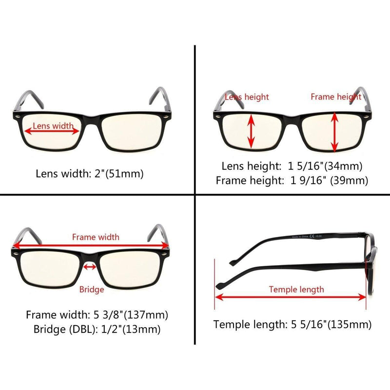 eyekeeper.com Rectangle Computer Reading Glasses CG899 Eyeglasses Beige Black / +1.00,Tortoise / without magnification,Tortoise / +0.75,Tortoise / +4.00