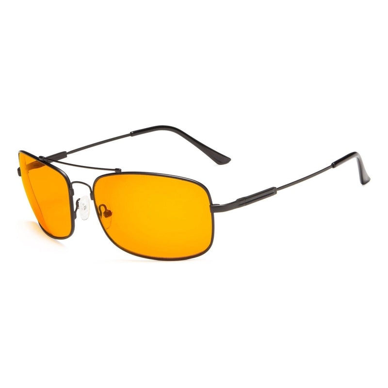 eyekeeper.com Rectangle Titanium Blue Light Blocking Eyeglasses DS1805 Eyeglasses Orange Black / without magnification