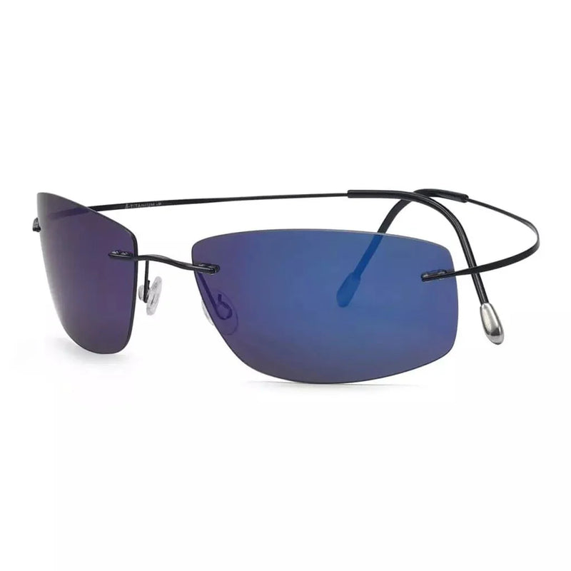 eyekeeper.com Rectangle Rimless Titanium Frame Polarized Sunglasses S1504 Sunglasses White Smoke Blue / without magnification