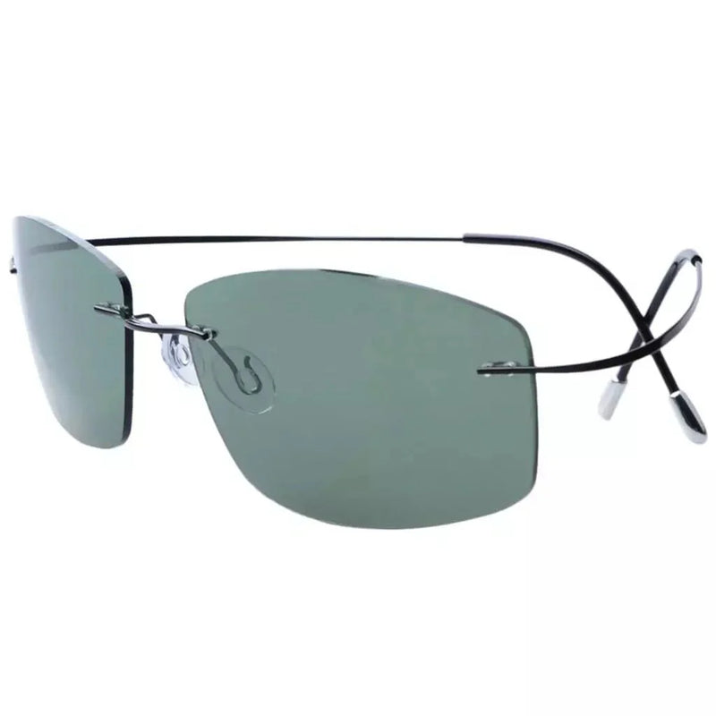 eyekeeper.com Rectangle Rimless Titanium Frame Polarized Sunglasses S1504 Sunglasses White Smoke Green / without magnification