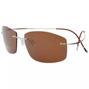 eyekeeper.com Rectangle Rimless Titanium Frame Polarized Sunglasses S1504 Sunglasses White Smoke Brown / without magnification