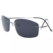eyekeeper.com Rectangle Rimless Titanium Frame Polarized Sunglasses S1504 Sunglasses White Smoke Grey / without magnification