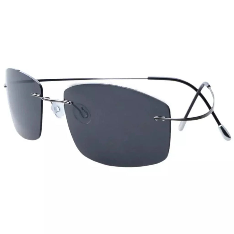 eyekeeper.com Rectangle Rimless Titanium Frame Polarized Sunglasses S1504 Sunglasses White Smoke Grey / without magnification