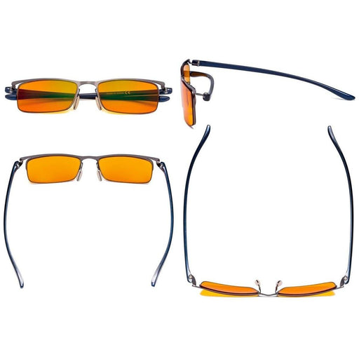 eyekeeper.com Rectangle Half-rim Blue Light Blocking Eyeglasses DS12625 Eyeglasses Dark Slate Gray Black / without magnification,Purple / without magnification,Gunmetal / without magnification