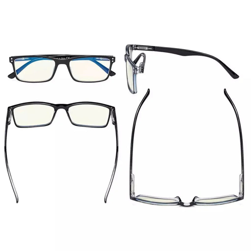 eyekeeper.com Rectangle Stylish Blue Light Filter Reading Glasses UVR802 Eyeglasses Light Gray Black / without magnification,Black / +0.50,Black / +0.75,Black / +1.00,Black / +1.25,Black / +1.50,Black / +1.75,Black / +2.00,Black / +2.25,Black / +2.50,Black / +2.75,Black / +3.00,Black / +3.50,Black / +4.00,Blue / without magnification,Blue / +0.50,B