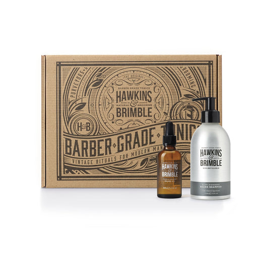 Hawkins & Brimble COM Eco-Refillable Beard Shampoo + Beard Oil Bundle Rosy Brown