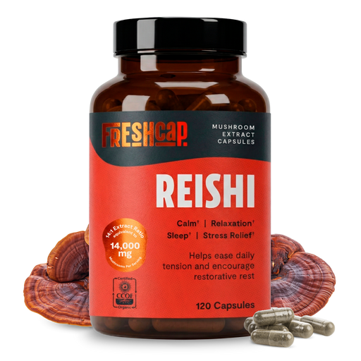 FreshCap Mushrooms Organic Reishi Mushroom Capsules Capsules Black
