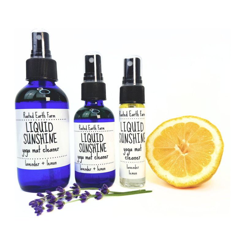 Rooted Earth Farm + Apothecary Liquid Sunshine Yoga Mat Cleaner Yoga Mat Sprays White Smoke 1 oz,2 oz,4 oz