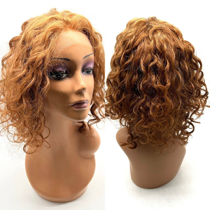 VIP Extensions VIP Remy Human Hair Lace Front Wig '500', Curly, 15" Wig White Smoke L30 - Light Auburn