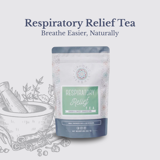 Euphoric Herbals Respiratory Relief Tea Herbal Tea Lavender 60 Cup Servings,30 Cup Servings