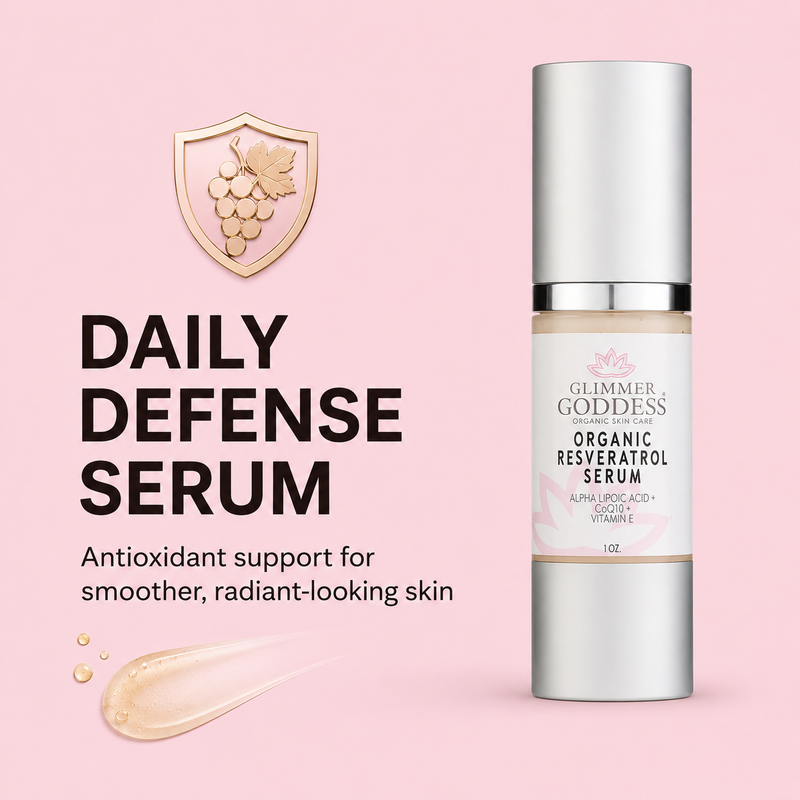 Glimmer Goddess® Organic Skin Care Organic Resveratrol Serum – Instant Firming Serums Misty Rose 1 oz.
