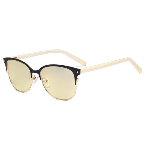 eyekeeper.com Browline Blue Light Blocking Eyeglasses LX19002-BB60 Eyeglasses White Smoke Black Gold / without magnification