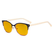 eyekeeper.com Browline Blue Light Blocking Eyeglasses LX19002-BB90 Eyeglasses White Smoke Black Gold / without magnification