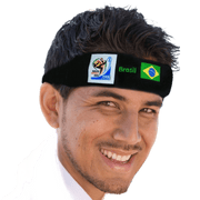 VIP Extensions Retro Soccer Fan Headband, 29 Countries (2010 Games) Hair Accessories Black Brazil