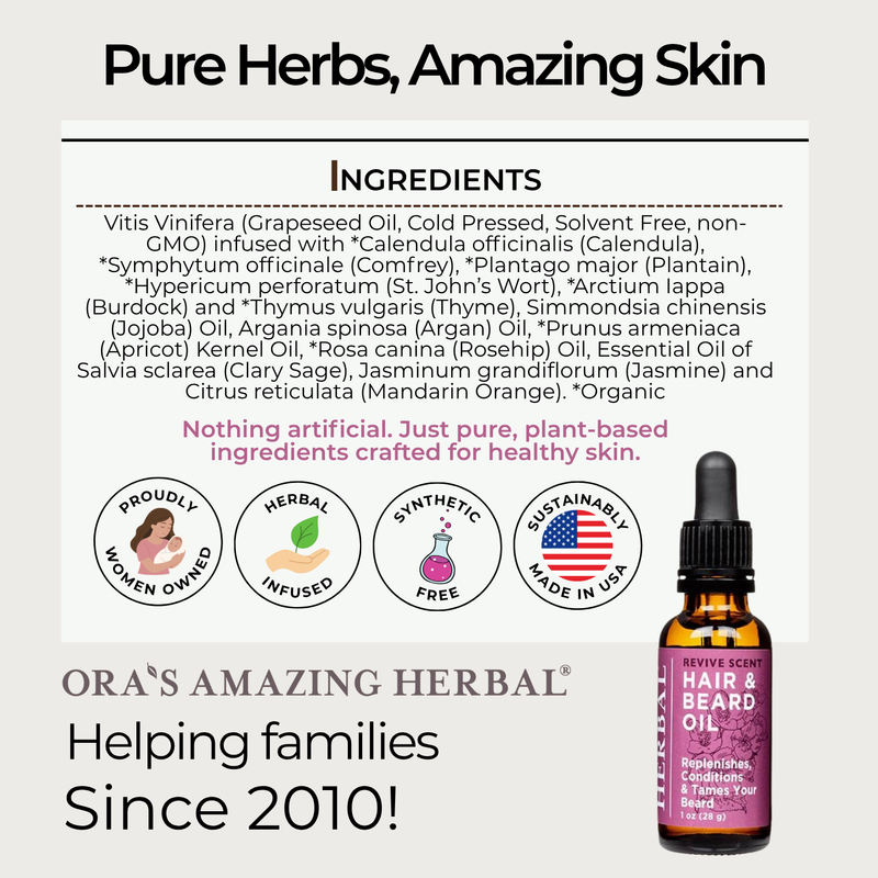 Ora's Amazing Herbal Revive, Beard and Hair Oil White Smoke
