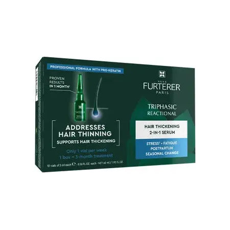 Rene Furterer Rene Furterer Triphasic Reactional Hair Thickening 2-in-1 Serum - 12 Vials of 5 ml Each Hair Thickening Serum Dark Slate Gray