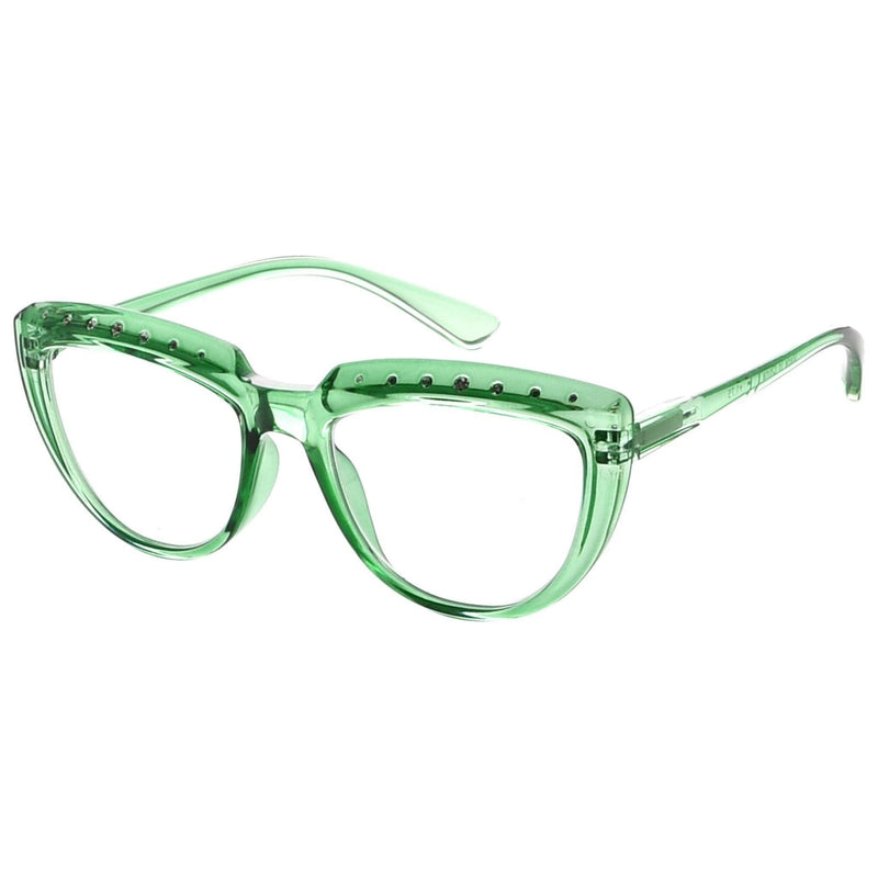 eyekeeper.com Rhinestone Half Moon Design Reading Glasses R2018 Eyeglasses Gray Green / without magnification,Green / +0.50,Green / +0.75,Green / +1.00,Green / +1.25,Green / +1.50,Green / +1.75,Green / +2.00,Green / +2.25,Green / +2.50,Green / +2.75,Green / +3.00,Green / +3.50,Green / +4.00