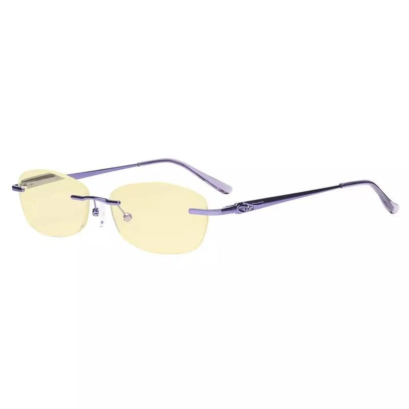 eyekeeper.com Rimless Blue Light Blocking Reading Glasses TMWK9903A Eyeglasses White Smoke Purple / without magnification,Purple / +0.50,Purple / +1.00,Purple / +1.25,Purple / +1.50,Purple / +1.75,Purple / +2.00,Purple / +2.50,Purple / +3.00,Purple / +3.50